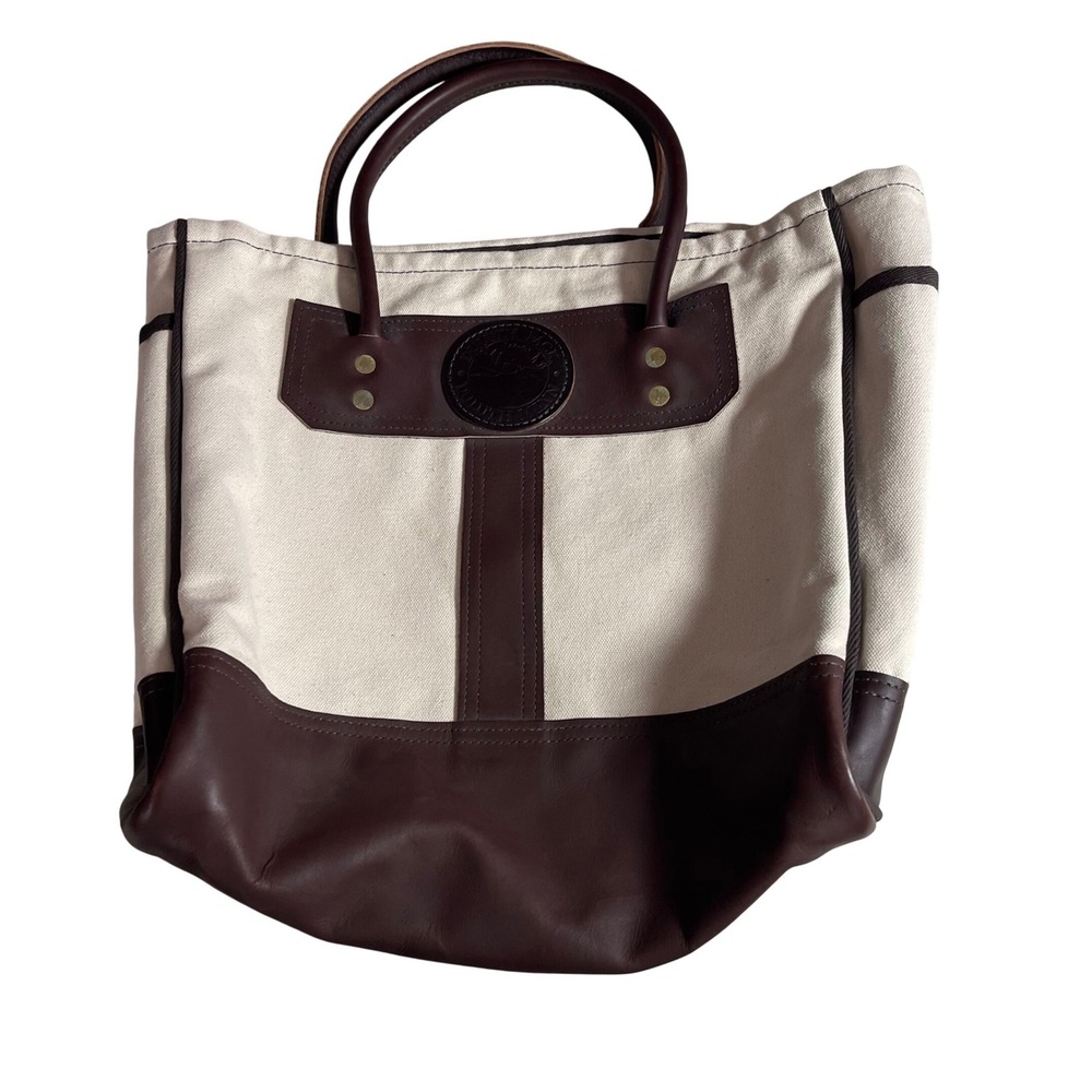 Duluth Pack Canvas Leather Tote Bag Cream Brown Made in USA